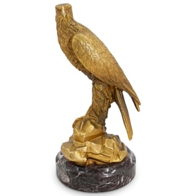 Antoine Louis Barye Gilt Bronze Eagle On Rock