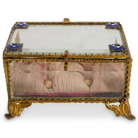 French Ormolu & Glass Jewelry Box