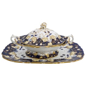 (2 Pc) Vintage Porcelain Tureen and Underplate