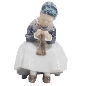 Royal Copenhagen Porcelain Knitting Girl Figure