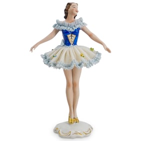 Antique German Dresden Lace Porcelain 'Ballerina' Figurine
