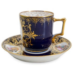 Antique Royal Vienna Porcelain Demitasse Cup & Saucer Set