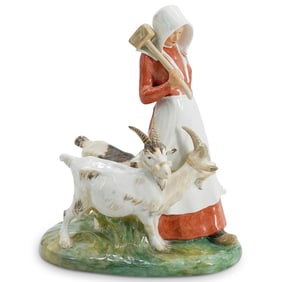 Antique Rare Royal Copenhagen Porcelain 'Girl W/ Goats' Figurine
