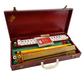Vintage Bone Mahjong Game Set