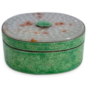 Antique Very Rare Chinese Jade & Enamel Trinket Box