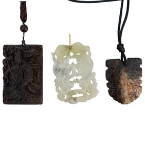 (3 Pc) Chinese Carved Pendants