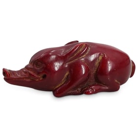 Japanese Carved Netsuke Of A Boar