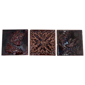 (3 Pc) U.S. Encaustic Tile Co. Ceramic Tiles