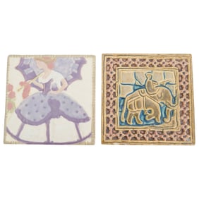 (2 Pc) Early Rookwood Pottery Ceramic Tiles