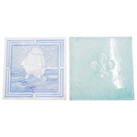 (2 Pc) Antique Ceramic Tiles