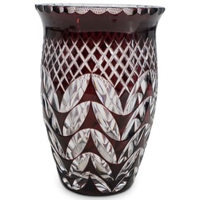 Val St. Lambert Cut Crystal Vase