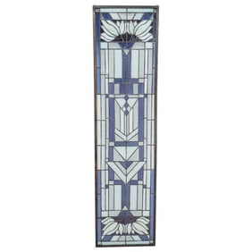 Frank Lloyd Wright Style Leaded Stained Glass Panel