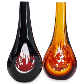 (2 Pc) Pavel Havelka For Princ Limited Edition Art Glass Vases