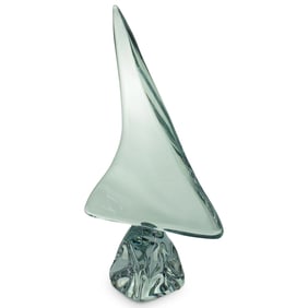 Signed Daum Crystal Sailboat Sculpture