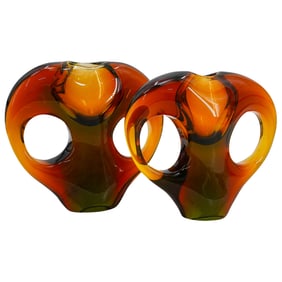 Pair Of Oggetti Bohemian Glass Vases