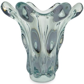 1960s French Art Vannes Large Crystal Vase