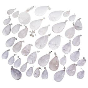 (40 Pc) Rock Crystal Drop Pendants