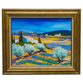 Claude Balta (1937-1996) "Mauve Rose" Oil On Canvas Landscape Painting