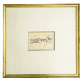 James Abbott McNeill Whistler (1834-1903) "Fulham (Chelsea)" Etching & Drypoint