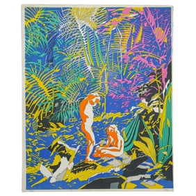 Henri Cueco (French, 1929-2017) "Man and Woman in Forest" Lithograph