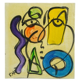 Peter Keil (German, B. 1942) Abstract Oil On Fabric Painting