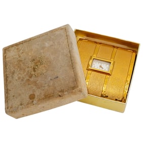 Vintage Steamer Trunk Gold Compact Watch