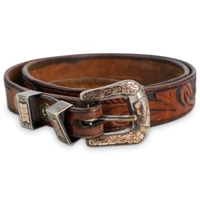 Vintage Belt w/ Sterling & 10K Gold Buckle