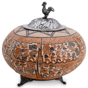 Peruvian Silver & Carved Gourd Mate Burilado