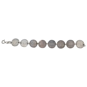 1880s Coin Silver Love Names Token Bracelet