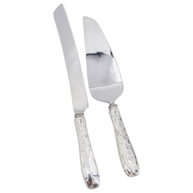 (2 Pc) Tiffany Sterling Silver Handled Cake Knife & Server
