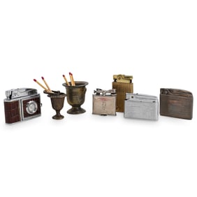 (7 Pc) Vintage Lighters & Match Holders