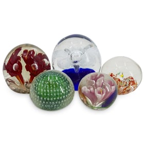 (5 Pc) Vintage Glass Paperweights