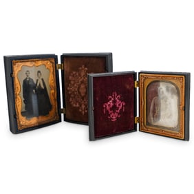 (2 Pc) Antique Cased Daguerreotype & Ambrotype Photos