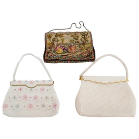 (3 Pc) Beaded & Petit Point Purses