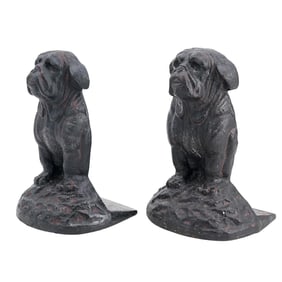 (2 Pc) Cast Iron Figurative Bulldog Door Stoppers