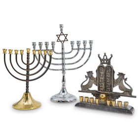 (3 Pc) Vintage Mixed Metal Menorahs