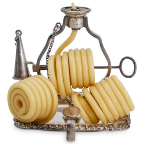 Antique Sheffield Silver Plate Night Wick Roll Candle Holder