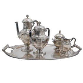 (5 Pc) Silver Plated Tea & Coffee Set