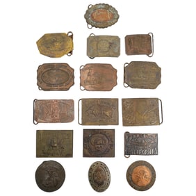 (16 Pc.) Antique Bronze Tiffany Belt Buckles