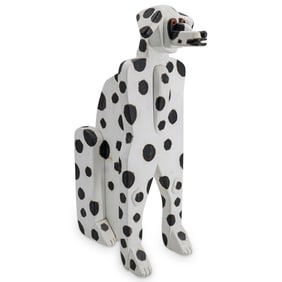 Signed Folk Art Dog Sculpture