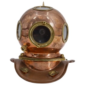 Mid Century Copper & Brass Desktop Diving Helmet