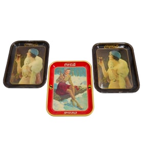 (3 Pc) Vintage Coca Cola Metal Trays