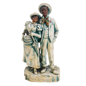 Vintage Black Americana Couple Chalkware Figurines