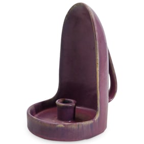 Antique Fulper Purple Glazed Ceramic Candlestick