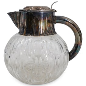 Vintage Cut Crystal and Silver Plate Pitcher