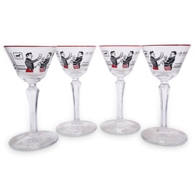 (4 Pc) Mid Century Libbey Pickwick Cocktail Glass