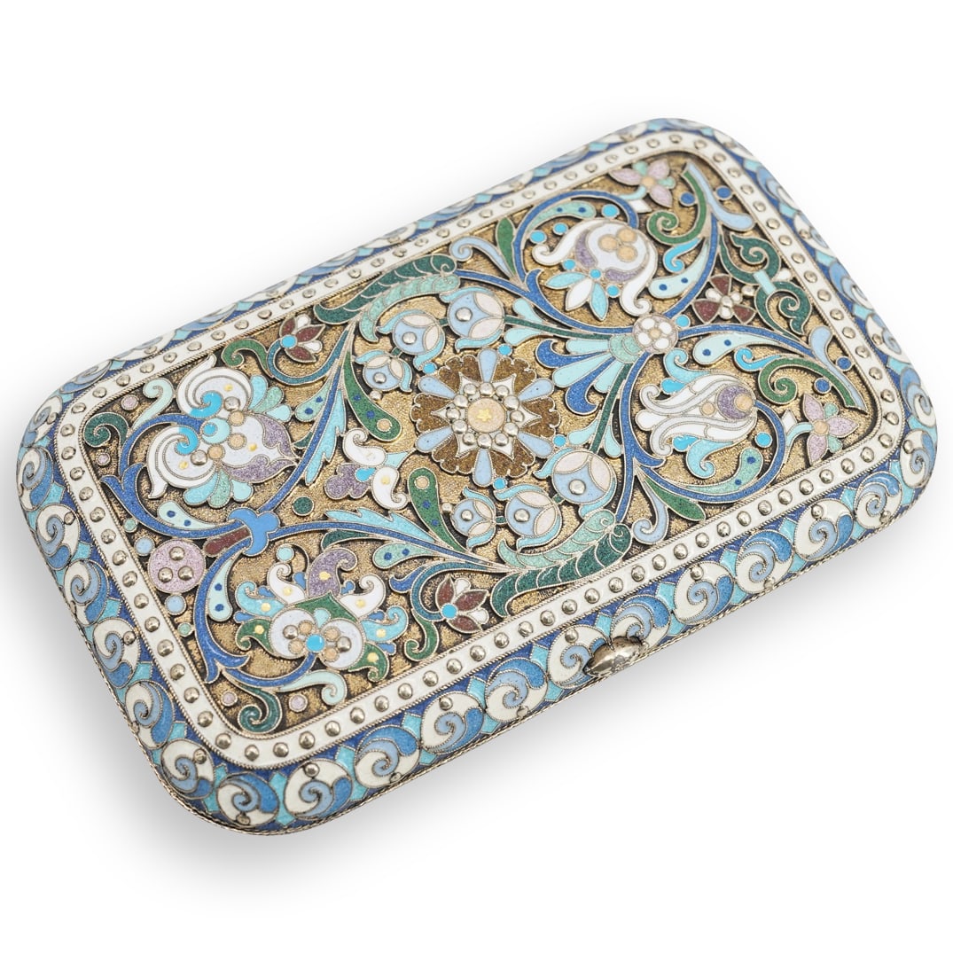 Russian Cloisonne Gilt Silver Cigarette Case (Ovchinnikov) (1 of 3)