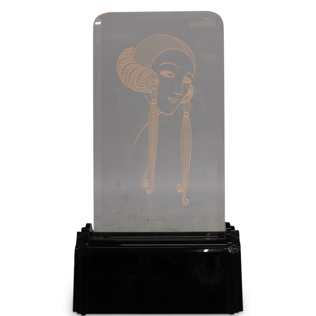 Erte (Romain De Tirtoff) (Russian/French, 1892-1990) Etched Glass Luminaire (1 of 4)
