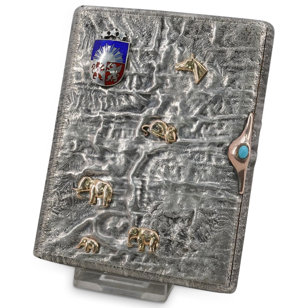 Russian Gold Mounted Silver Samorodok Souvenir Cigarette Case (1 of 6)