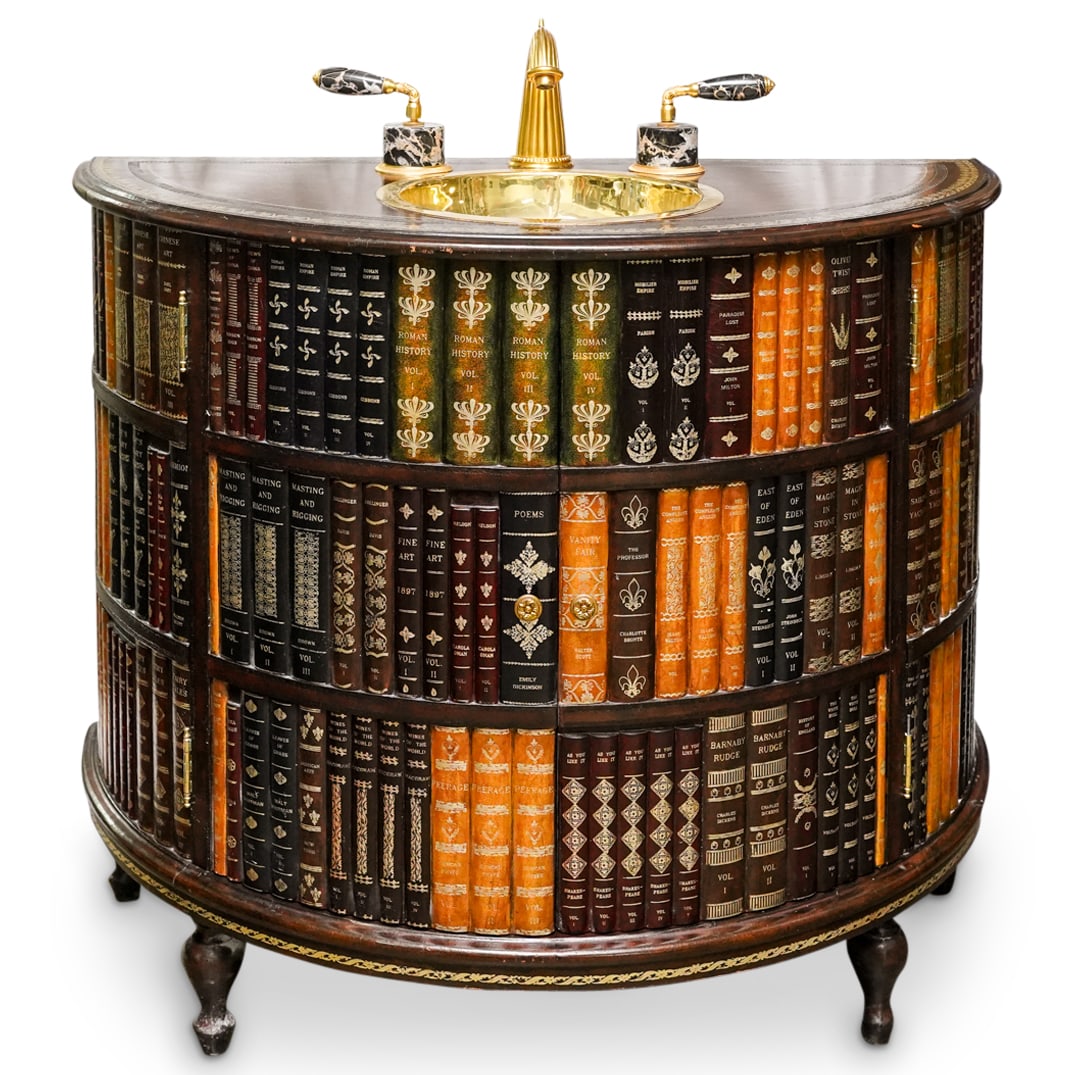 Maitland Smith Faux Book Commode Sink (1 of 14)